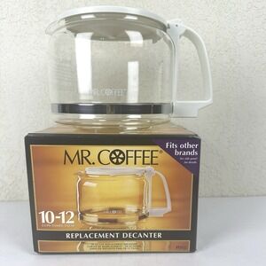 Mr Coffee PD12 Replacement Part Glass Decanter Carafe Pot 10-12 Cups White NOS